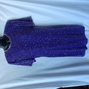 VTG Laurence Kazar Women's Sz L Silk Beaded Sheath Dress Short Sleeve Purple